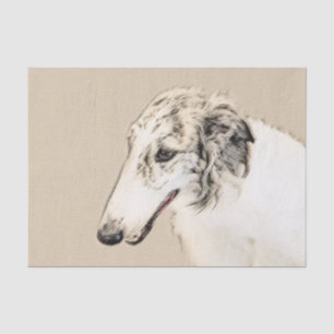 Borzoi (Silver Brindle) Painting Original Dog Art Tissue Paper