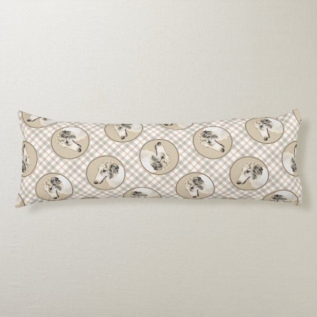 Borzoi Silver Brindle Painting Wolfhound Dog Art Body Cushion (Front)