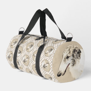 Borzoi Silver Brindle Painting Wolfhound Dog Art Duffle Bag