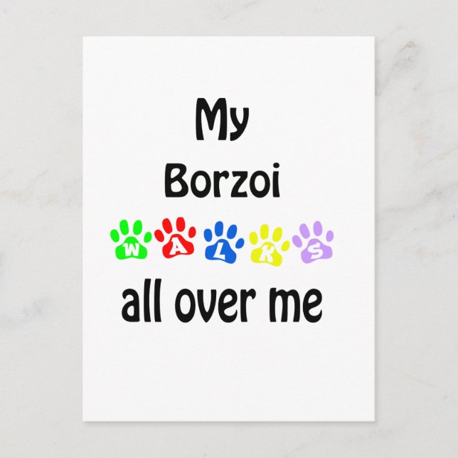 Borzoi Walks Design Postcard (Front)