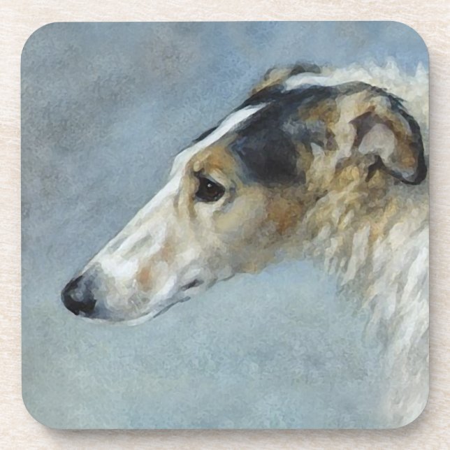 Borzoi Watercolor 6 Piece Coaster Set (Front)