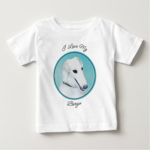 Borzoi (White) Painting - Cute Original Dog Art Baby T-Shirt