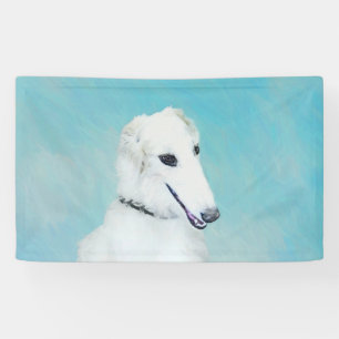 Borzoi (White) Painting - Cute Original Dog Art Banner