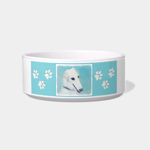 Borzoi (White) Painting - Cute Original Dog Art Bowl
