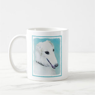 Borzoi (White) Painting - Cute Original Dog Art Coffee Mug