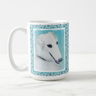 Borzoi (White) Painting - Cute Original Dog Art Coffee Mug