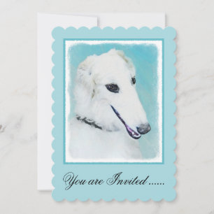 Borzoi (White) Painting - Cute Original Dog Art Invitation