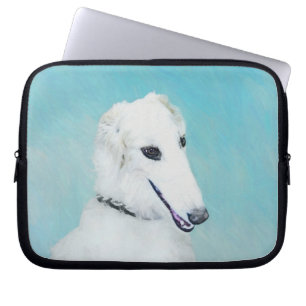 Borzoi (White) Painting - Cute Original Dog Art Laptop Sleeve