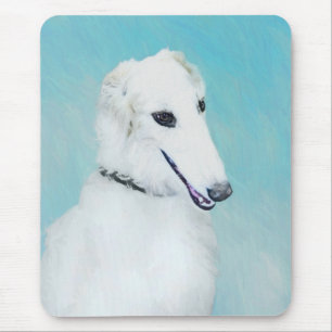 Borzoi (White) Painting - Cute Original Dog Art Mouse Pad
