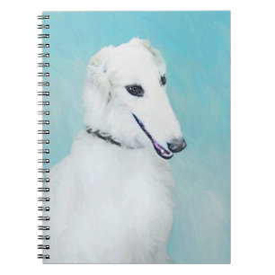 Borzoi (White) Painting - Cute Original Dog Art Notebook