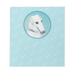 Borzoi (White) Painting - Cute Original Dog Art Notepad