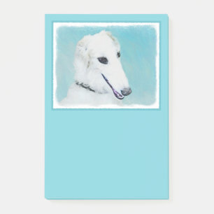 Borzoi (White) Painting - Cute Original Dog Art Post-it Notes