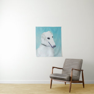 Borzoi (White) Painting - Cute Original Dog Art Tapestry