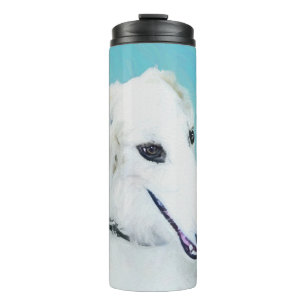 Borzoi (White) Painting - Cute Original Dog Art Thermal Tumbler