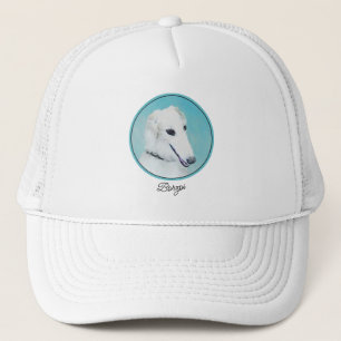 Borzoi (White) Painting - Cute Original Dog Art Trucker Hat