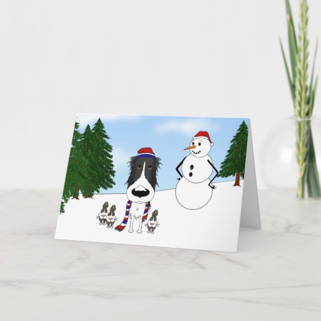 Borzoi Winter Scene Holiday Card (Front)