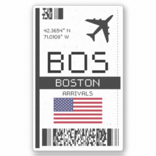 BOS Boston Boarding Pass - Massachusetts Travel