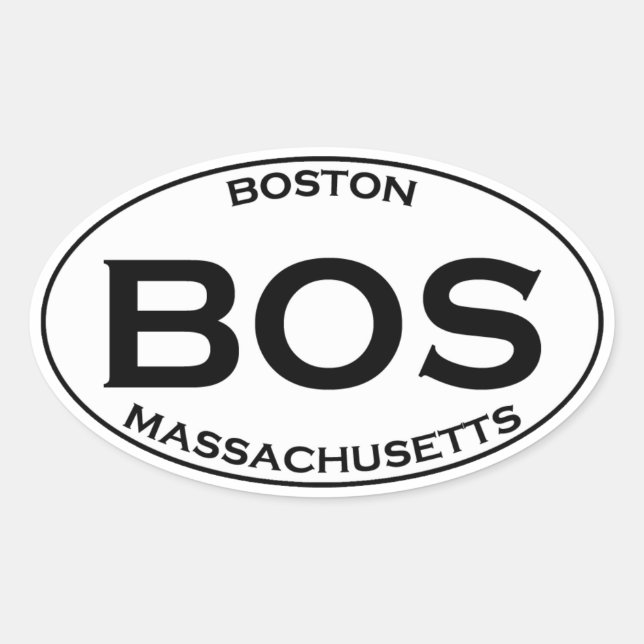 BOS - Boston Massachusetts Oval Logo Sticker (Front)
