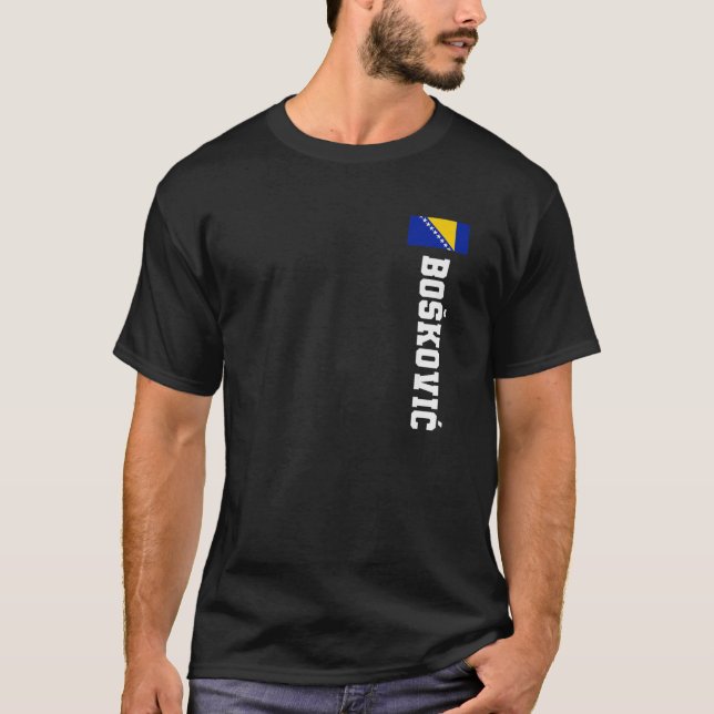 Boskovic Bosnia Flag Last Name Coat Of Arm Emblem T-Shirt (Front)