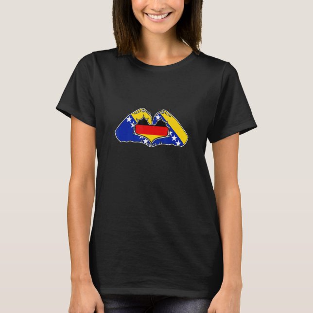 Bosnia and Germany  Heart hand friendship  T-Shirt (Front)