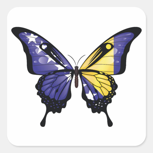 Bosnia And Herzegovina Butterfly Flag Sticker (Front)