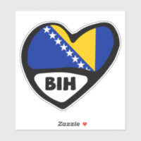 Bosnia and Herzegovina Country Code Flag Heart BIH