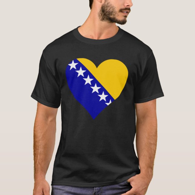 Bosnia and Herzegovina Flag Heart Love T-Shirt (Front)