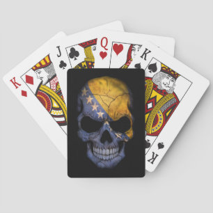 Bosnia and Herzegovina Flag Skull on Black Playing Cards