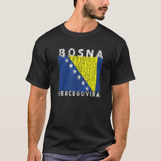 Bosnia and Herzegovina Flag Used Look  For Bosnian T-Shirt (Front)