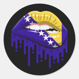 Bosnia and Herzegovina lips pride root flag Classic Round Sticker