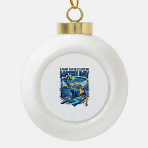 Bosnia and Herzegovina Match Day Skeleton Striker Ceramic Ball Christmas Ornament