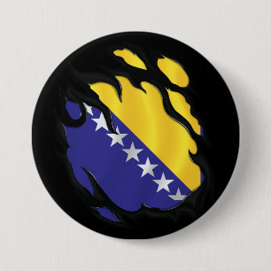 Bosnia And Herzegovina Ripped Flag 7.5 Cm Round Badge