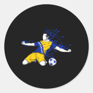Bosnia And Herzegovina Soccer Team Flag Football L Classic Round Sticker