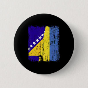 Bosnia And Herzegovina Ukraine Half Flag 6 Cm Round Badge