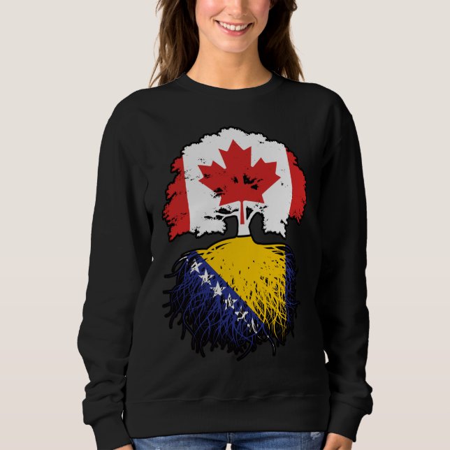 Bosnia Bosnian Canadian Canada Tree Roots Flag Sweatshirt (Front)
