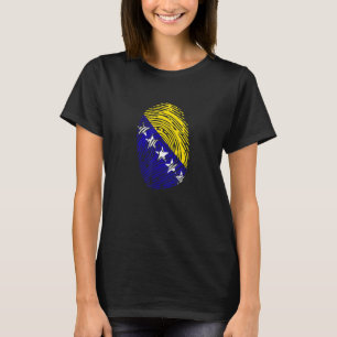 Bosnia Country Flag Fingerprint DNA T-Shirt