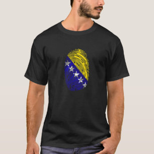 Bosnia Country Flag Fingerprint DNA T-Shirt