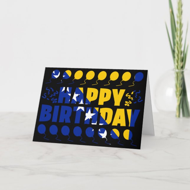 Bosnia Flag Patriotic Birthday Card (Front)