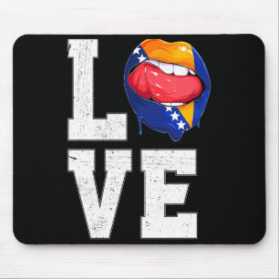 Bosnia Flag Soccer Fan Love Bosnian T Shirt Mouse Pad