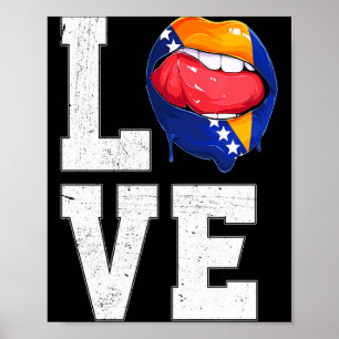 Bosnia Flag Soccer Fan Love Bosnian T Shirt  Poster