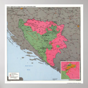 Bosnia & Hercegovina Map - 1995 Poster