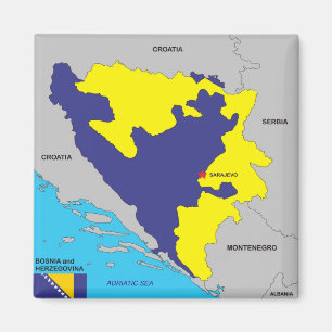 Bosnia Herzegovina country political map flag Magnet