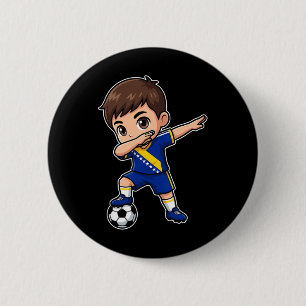 Bosnia-herzegovina Dab Kid Goal Cartoon Bosnia Fla 6 Cm Round Badge