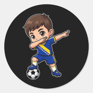 Bosnia-herzegovina Dab Kid Goal Cartoon Bosnia Fla Classic Round Sticker