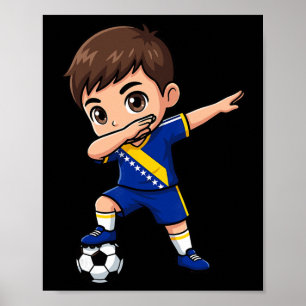 Bosnia-herzegovina Dab Kid Goal Cartoon Bosnia Fla Poster