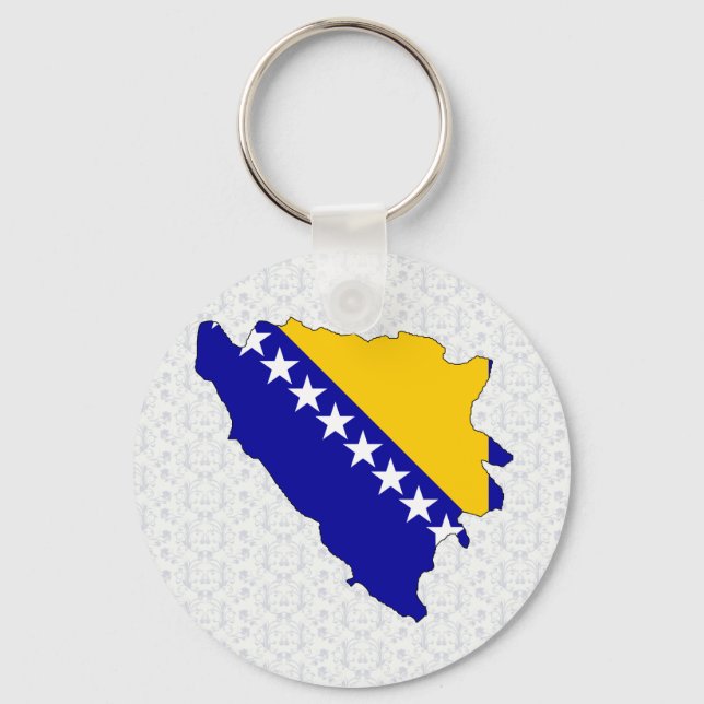 Bosnia Herzegovina Flag Map full size Key Ring (Front)