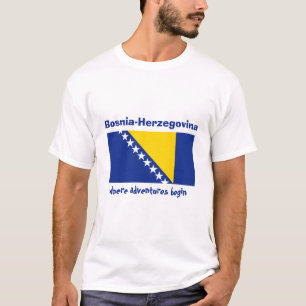 Bosnia Herzegovina Flag + Map + Text T-Shirt