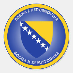 Bosnia & Herzegovina Heritage Emblem Classic Round Sticker