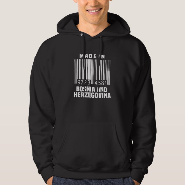 Bosnia Herzegovina Jersey Bar Code  Bosner Hoodie (Front)