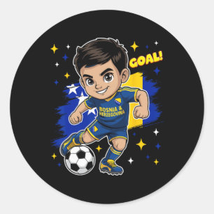 Bosnia-herzegovina Kid Goal Cartoon Bosnia Flag Bo Classic Round Sticker